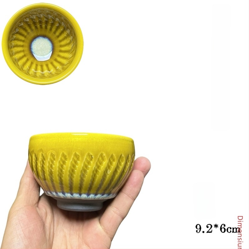 Ceașcă de ceai ceramic Jianyang Jianzhan cu vene galbene, glazură la cuptor, ceașcă de degustare