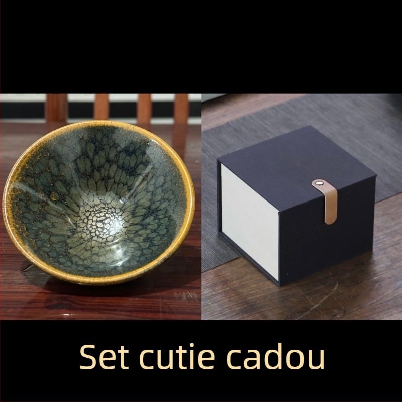 Jianyang Jianzhan Ceainic verde, în formă de pălărie, cu gură – ceainic gazdă, ceai din minereu brut, set cadou