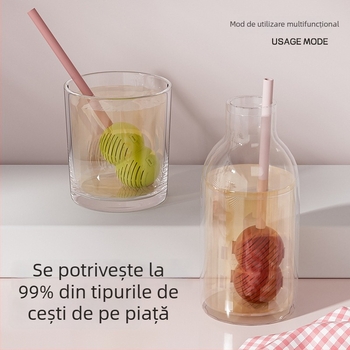 Filtru de ceai rezistent la temperaturi înalte, cu pai – instrument de preparare a ceaiului acasă, filtru pentru frunze de ceai, bilă de ceai pentru ceaiuri florale cu recipient