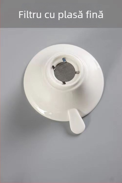 Set filtru de ceai din porțelan alb Dehua, filtru din oțel inoxidabil și suport inferior, set Kung Fu pentru uz casnic