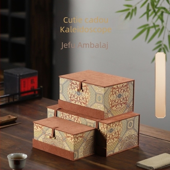 Set caleidoscopic cutie de ceai din lut purpuriu, stil chinezesc nou, gaiwan Jianzhan – cutie cadou brocart
