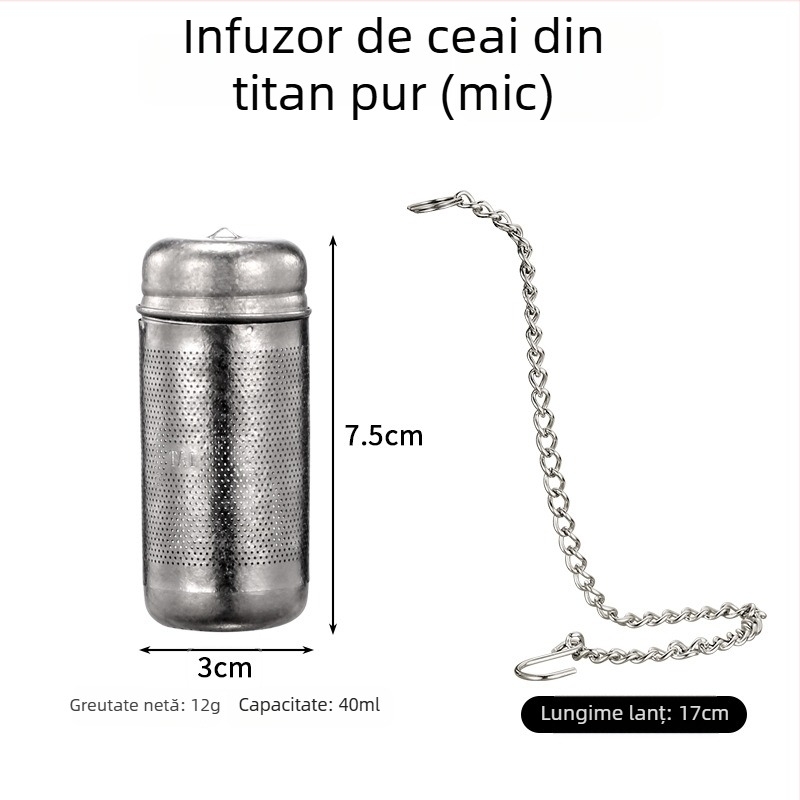 Hong Junda infuzor de ceai din titan cu separator de frunze și filtru, ceașă de ceai, titan pur, minge aromatizantă pentru marinare