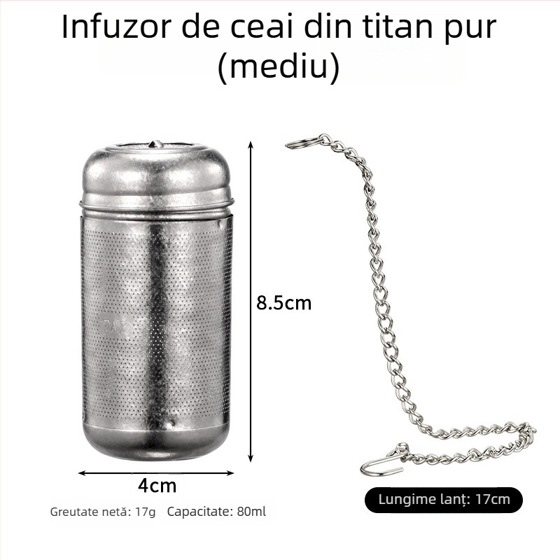 Hong Junda infuzor de ceai din titan cu separator de frunze și filtru, ceașă de ceai, titan pur, minge aromatizantă pentru marinare