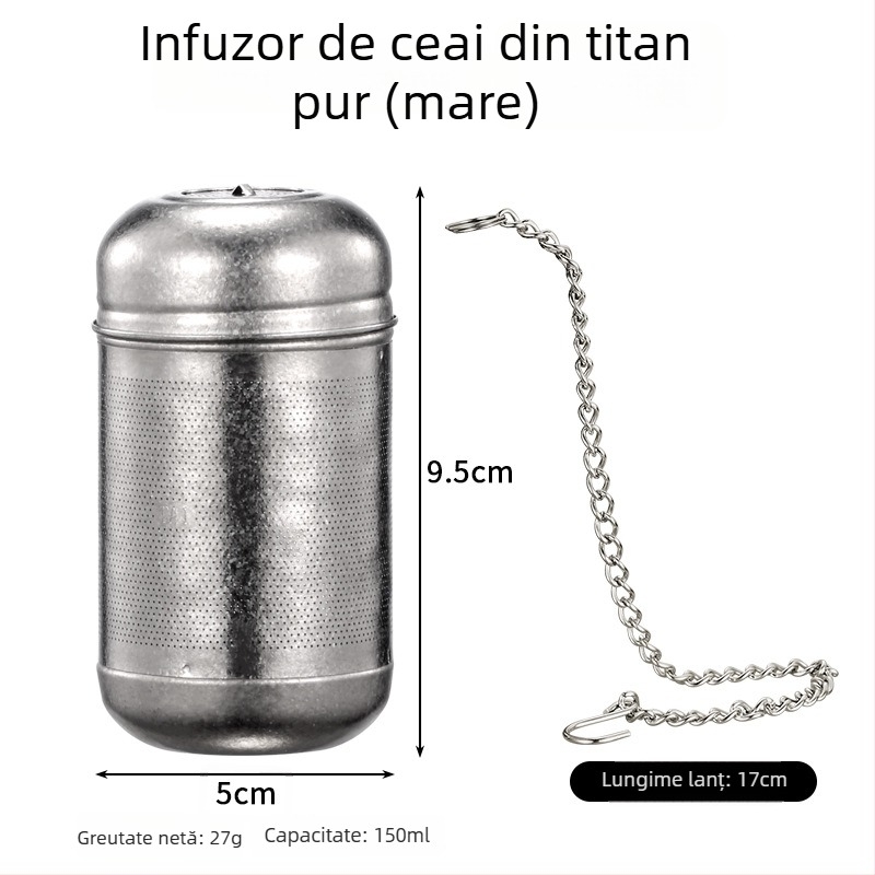 Hong Junda infuzor de ceai din titan cu separator de frunze și filtru, ceașă de ceai, titan pur, minge aromatizantă pentru marinare