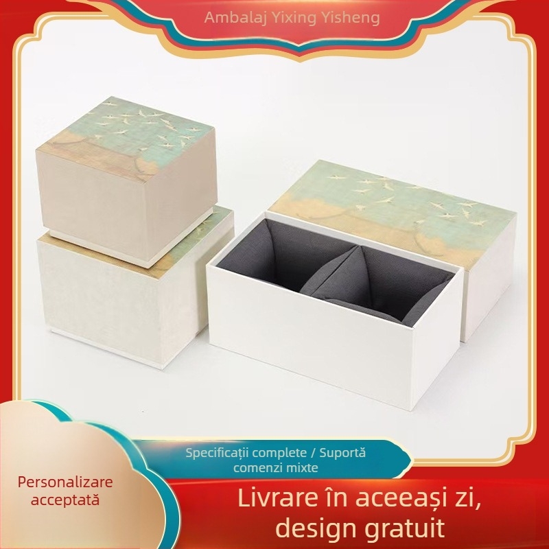 Ceainic Jian ware cu capac, set de ceai din porțelan cu cești, într-o cutie cadou și cutie de depozitare retro