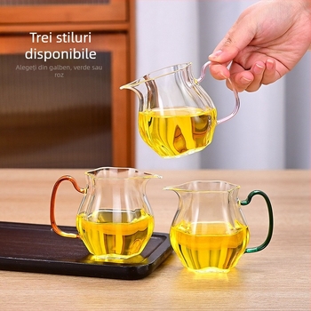 Set de ceai din sticlă personalizat cu mâner, cu separator de ceai din sticlă borosilicat de înaltă rezistență, pentru ceai verde, stil nou chinezesc