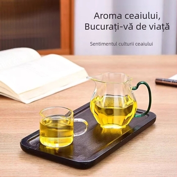 Set de ceai din sticlă personalizat cu mâner, cu separator de ceai din sticlă borosilicat de înaltă rezistență, pentru ceai verde, stil nou chinezesc
