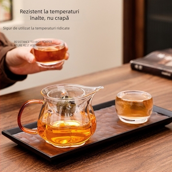 Dovleac de sticlă cu filtru de ceai, ceai din mandarin verde mic, ceașcă de echitate, separator rezistent la căldură pentru ceai verde, stil japonez cu mâner