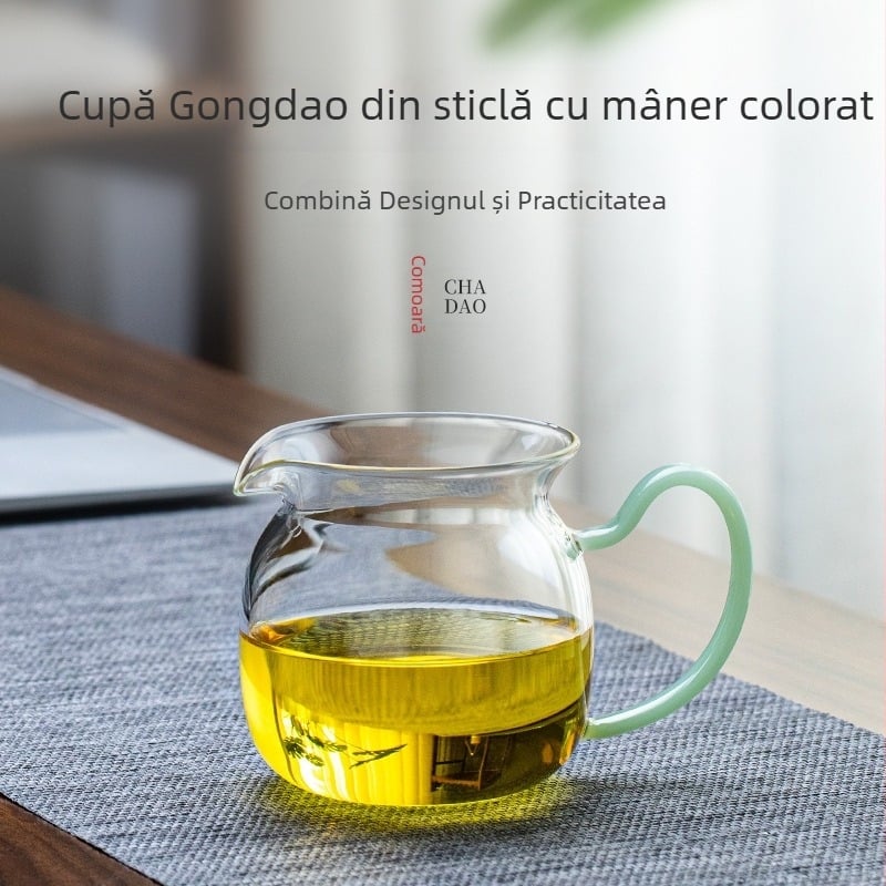 Divizor de ceai din sticlă borosilicat, set Gongfu cu ceașcă de servire rezistentă la temperaturi înalte