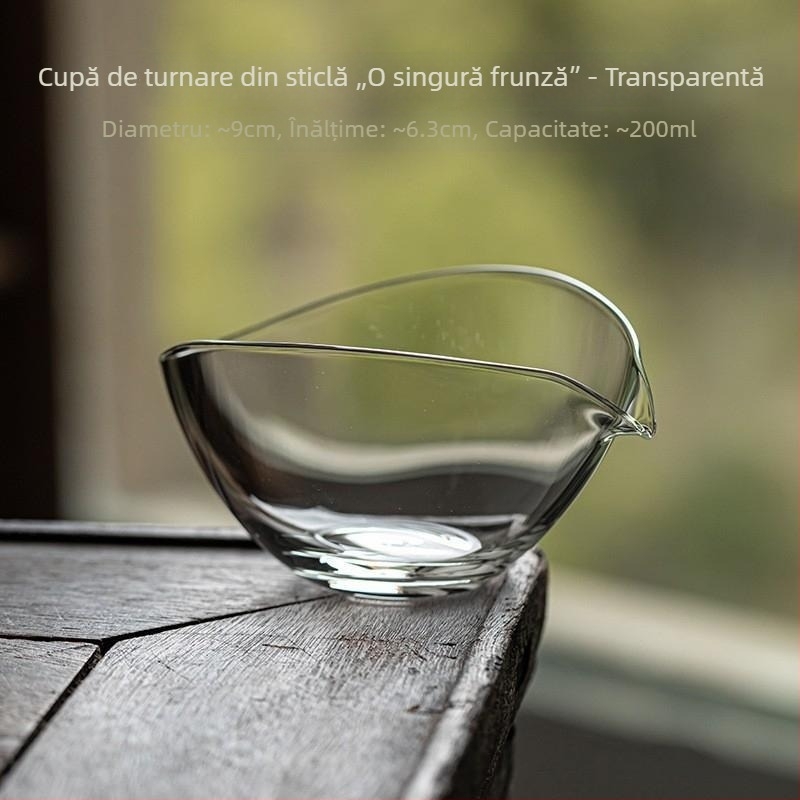 Ceașcă Gongfu din sticlă, în formă de barcă cu frunză, stil japonez, separator de ceai transparent, de înaltă calitate