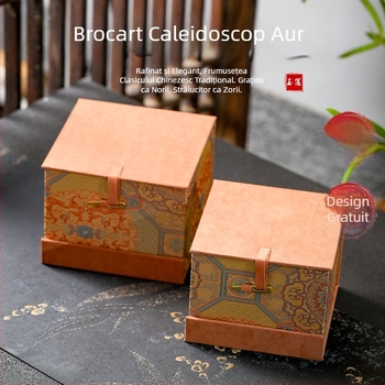 Set de ceai în stil caleidoscopic, cu ceainic din lut Yixing, Tea Pet, într-o cutie cadou brocart din țesătură