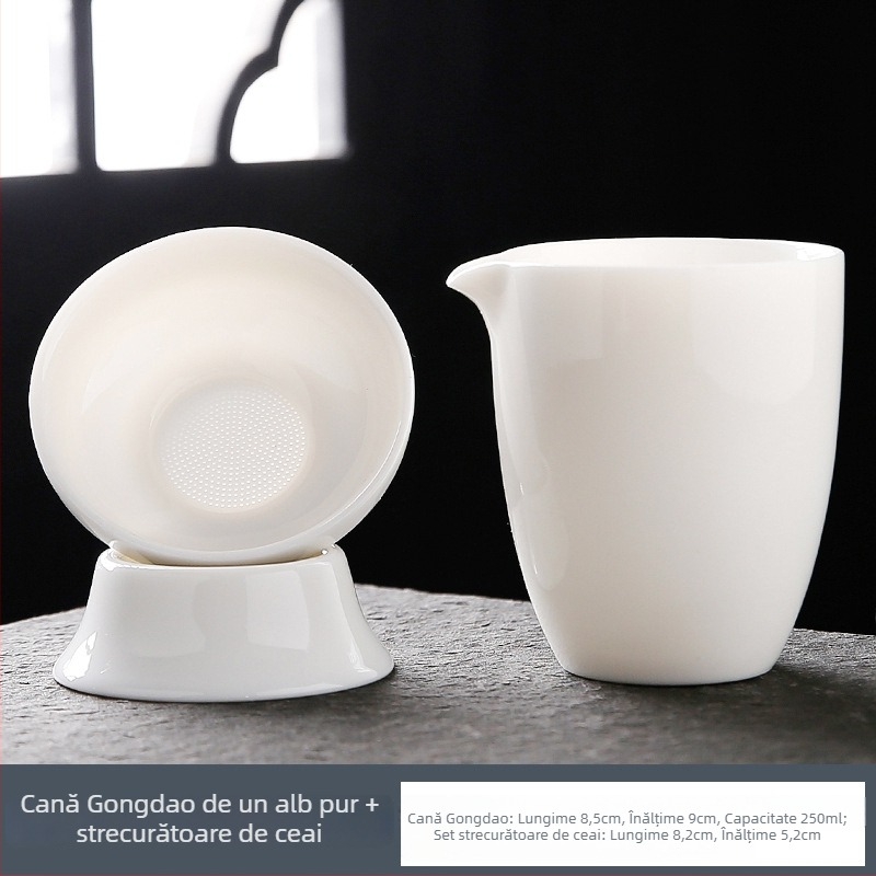Set ceramic pentru ceai, cu filtru încorporat și ceașcă de distribuție uniformă