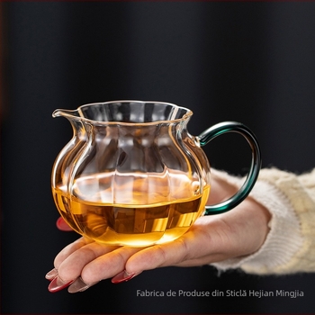 Ceainic Gongfu din sticlă cu dungi de flori de prune, accesorii pentru ceai, separator de ceai, sticlă rezistentă la temperaturi înalte
