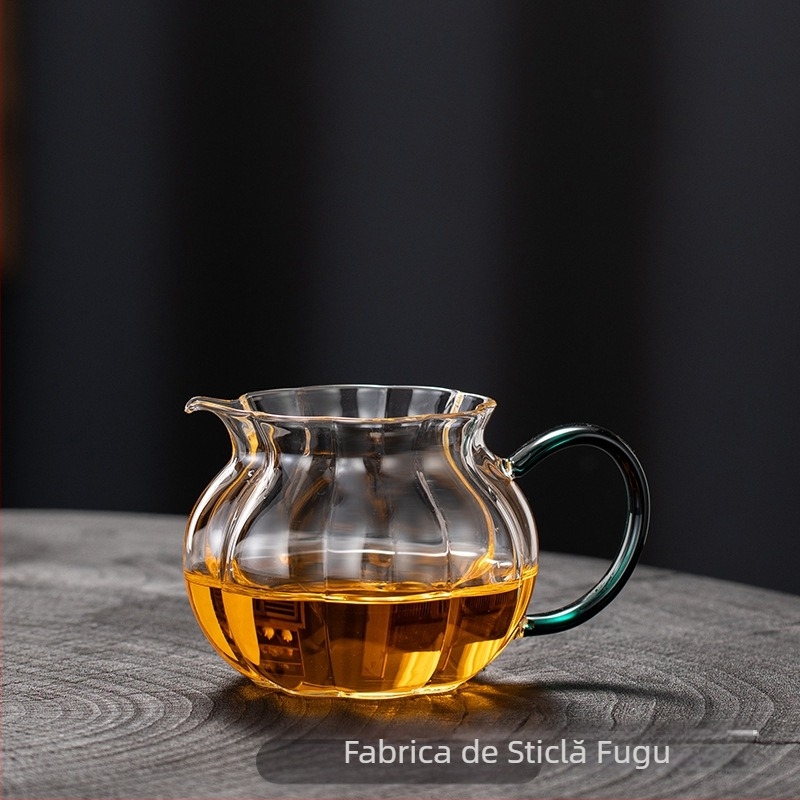Ceainic Gongfu din sticlă cu dungi de flori de prune, accesorii pentru ceai, separator de ceai, sticlă rezistentă la temperaturi înalte