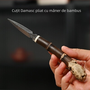 Cuțit de ceai și ac de ceai din bambus mov natural, cu mâner segmentat, pentru plăci de ceai Pu'er, conul de ceai și accesorii pentru setul de ceai.