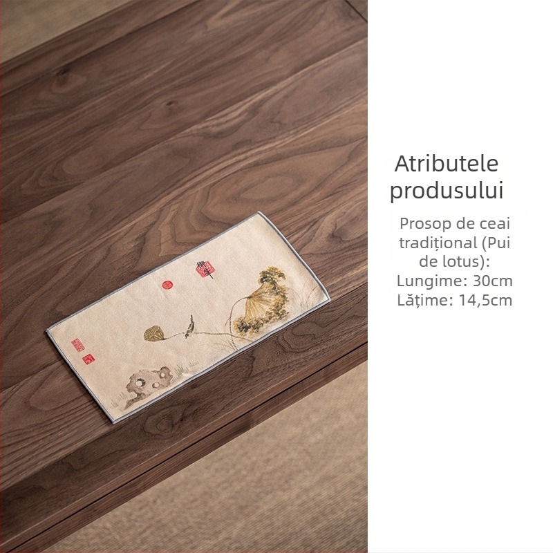Prosop de ceai pluș dens, absorbant, de înaltă calitate, pentru accesorii de ceremonie a ceaiului, cu imprimeu