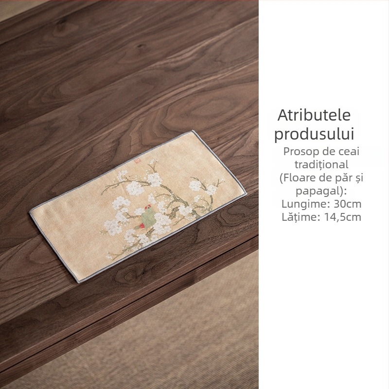 Prosop de ceai pluș dens, absorbant, de înaltă calitate, pentru accesorii de ceremonie a ceaiului, cu imprimeu