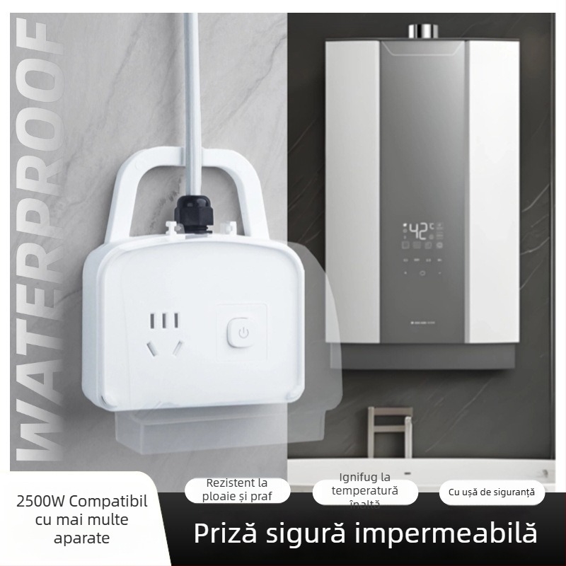 Priză impermeabilă cu protecție la scurgeri, pentru baie, cu 5 pini, montaj pe perete, pentru toaletă inteligentă și boiler