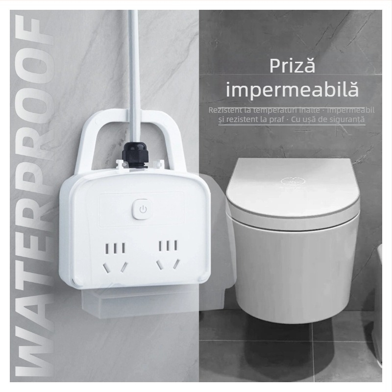 Priză impermeabilă cu protecție la scurgeri, pentru baie, cu 5 pini, montaj pe perete, pentru toaletă inteligentă și boiler