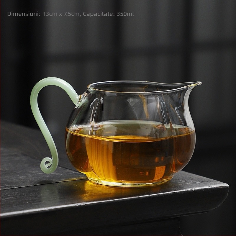 Set de ceai din sticlă borosilicată, cu infuzor și ceașcă de distribuție — luxos, sticlă groasă
