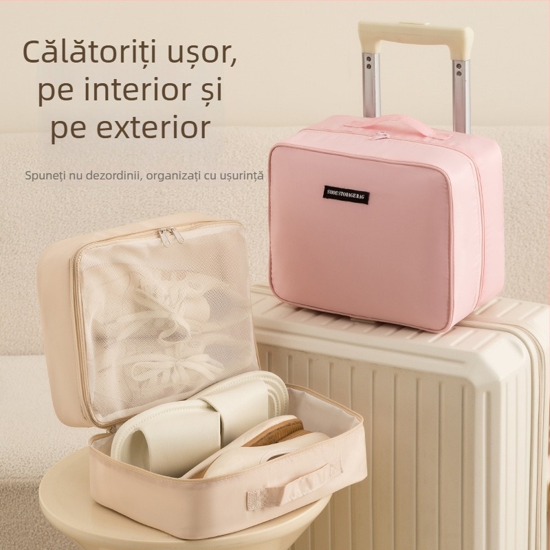 Geantă de pantofi pentru călătorii cu două compartimente - impermeabilă, protecție împotriva prafului, pliabilă și ușor de transportat