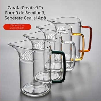 Ceașcă de ceai din sticlă, în formă de semilună, cu filtru încorporat, rezistentă la căldură, separare ceai-apă, pentru ceai verde.
