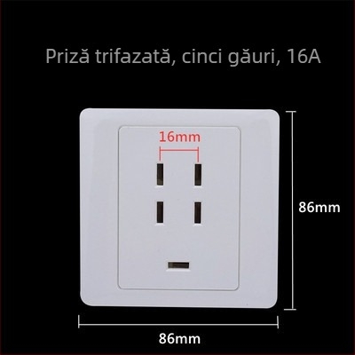 Priză de perete Tip 86, 440V, trei faze, cinci poli, priză industrială 16A/25A, conector pentru aer condiționat 380V cu cinci fire