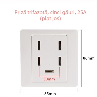 Priză de perete Tip 86, 440V, trei faze, cinci poli, priză industrială 16A/25A, conector pentru aer condiționat 380V cu cinci fire