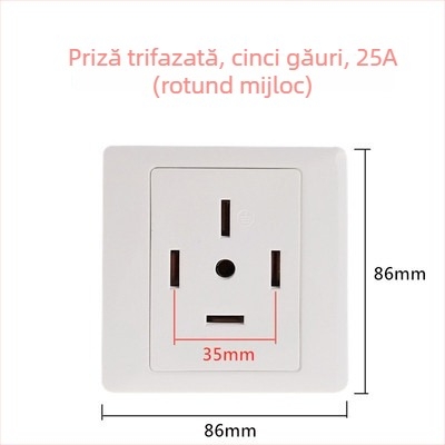 Priză de perete Tip 86, 440V, trei faze, cinci poli, priză industrială 16A/25A, conector pentru aer condiționat 380V cu cinci fire
