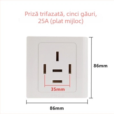Priză de perete Tip 86, 440V, trei faze, cinci poli, priză industrială 16A/25A, conector pentru aer condiționat 380V cu cinci fire