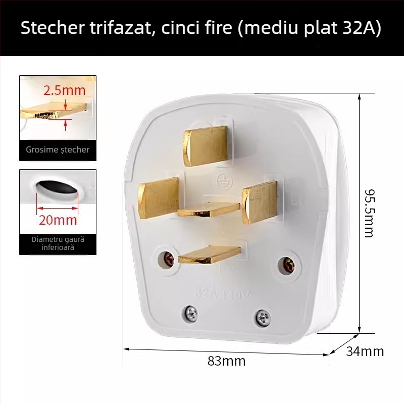 Priză de perete Tip 86, 440V, trei faze, cinci poli, priză industrială 16A/25A, conector pentru aer condiționat 380V cu cinci fire