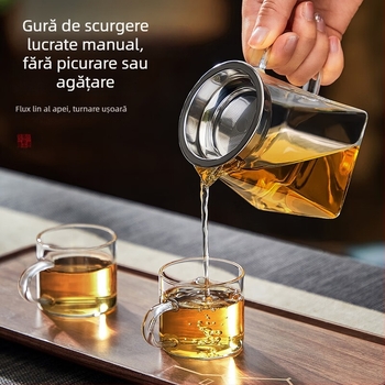 Set de ceai din sticlă borosilicat rezistentă la temperatură, transparent, cu separator de ceai și tavă pentru ceremonia ceaiului