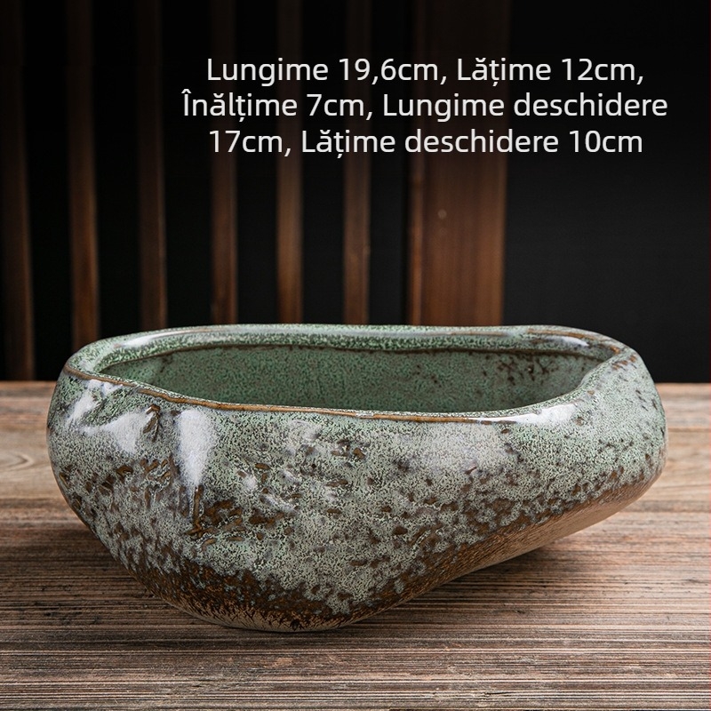 Curățător ceramic retro pentru ceai – recipient mic pentru spălarea cănilor și a pensulelor, set Gongfu de ceai