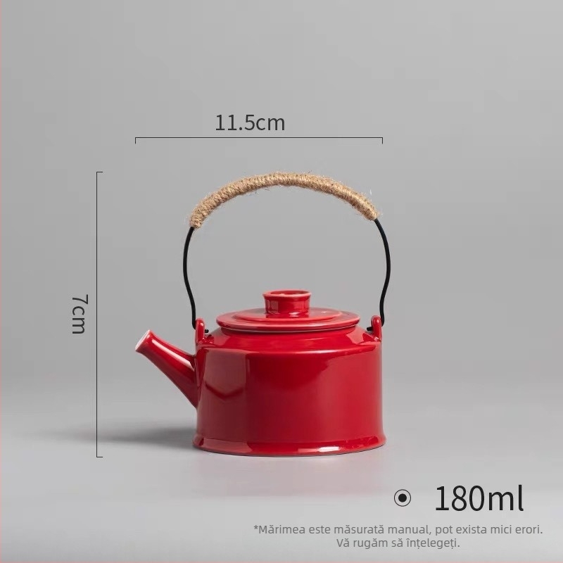 Ceainic ceramic Kung Fu, capacitate mare, cu mâner, pentru ceai cu flori, porțelan alb