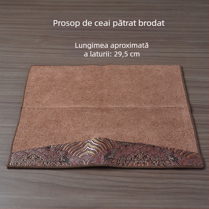 Prosop de ceai pătrat, stil chinezesc, brocart Cloud Brocade, gros, dimensiune mare, absorbant pentru ceremonia ceaiului și masa de ceai