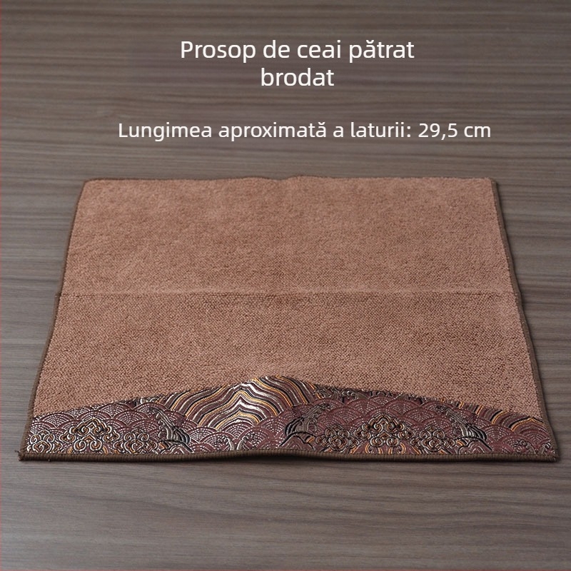 Prosop de ceai pătrat, stil chinezesc, brocart Cloud Brocade, gros, dimensiune mare, absorbant pentru ceremonia ceaiului și masa de ceai