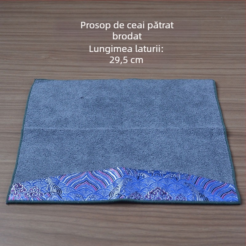 Prosop de ceai pătrat, stil chinezesc, brocart Cloud Brocade, gros, dimensiune mare, absorbant pentru ceremonia ceaiului și masa de ceai