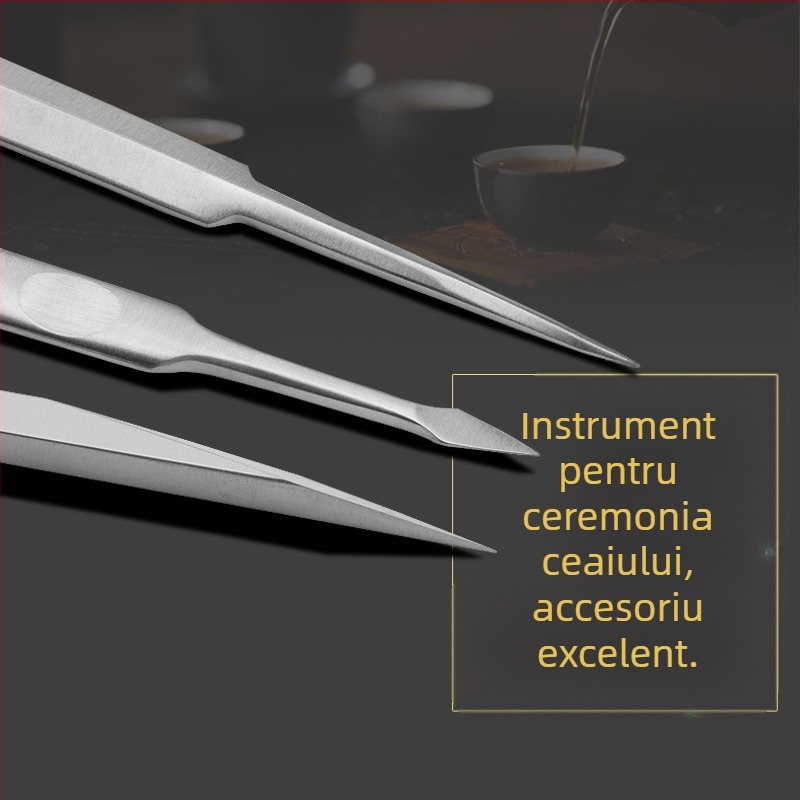 Set de unelte pentru ceai din oțel inoxidabil: ac de ceai, cuțit de ceai, deschizător pentru ceai Pu'er în formă de bloc, con de ceai, cărămidă de ceai, unealtă de divizare a ceaiului, accesoriu pentru ceremonia ceaiului