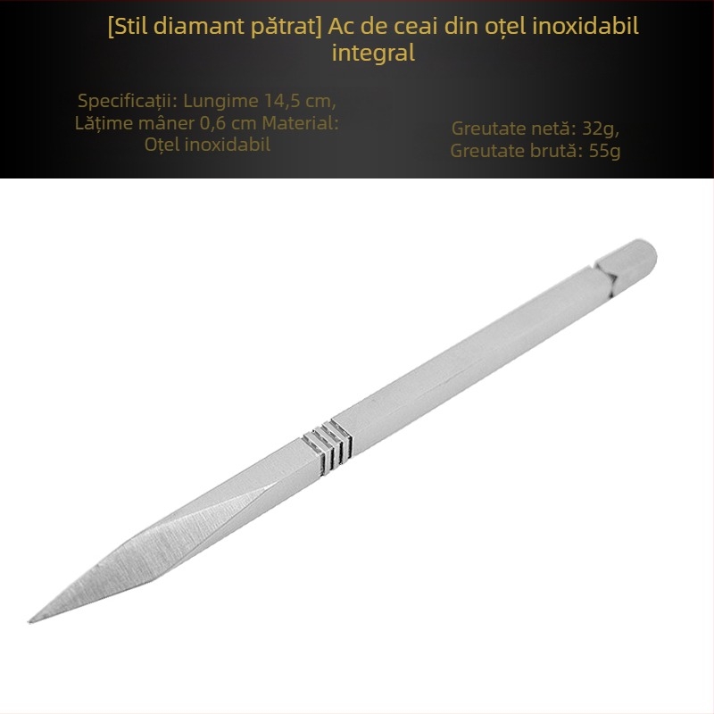 Set de unelte pentru ceai din oțel inoxidabil: ac de ceai, cuțit de ceai, deschizător pentru ceai Pu'er în formă de bloc, con de ceai, cărămidă de ceai, unealtă de divizare a ceaiului, accesoriu pentru ceremonia ceaiului