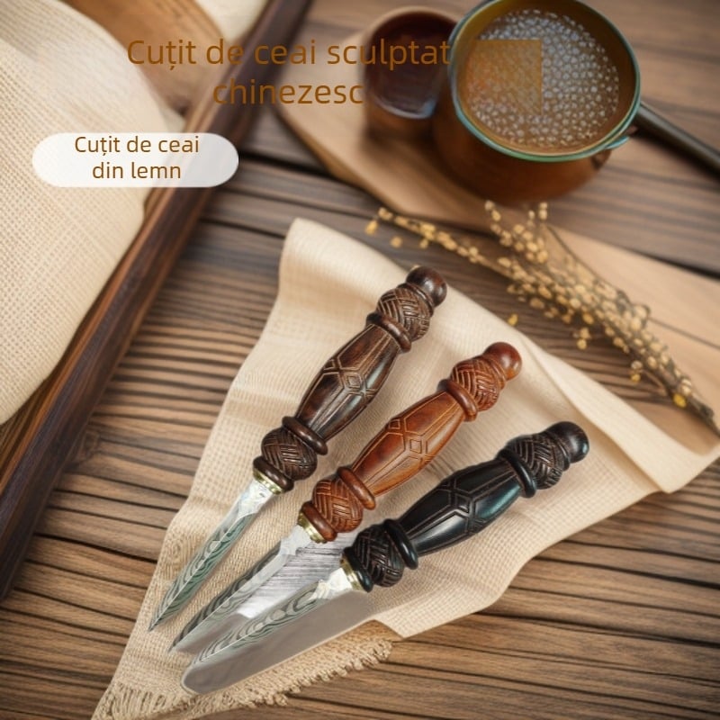 Cuțit Vajra pentru ceai Pu'er, din lemn, lucrat manual, stil chinezesc, instrument de separare a ceaiului pentru uz casnic