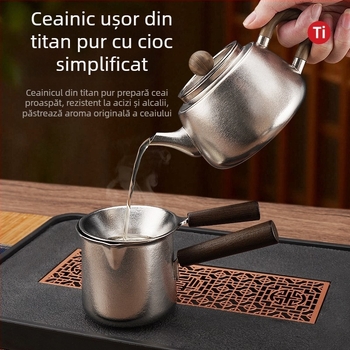 Set ceainic din titan pur pentru ceai Kung Fu, pentru casă și drumeții, cadou premium de lux