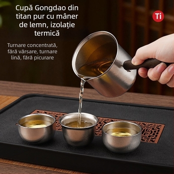 Set ceainic din titan pur pentru ceai Kung Fu, pentru casă și drumeții, cadou premium de lux