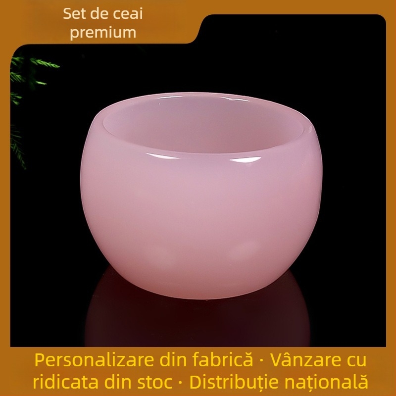 Cească de ceai din porțelan jad și sticlă, margine ușor adâncă, ceai Kung Fu, pentru uz casnic, cadou ideal