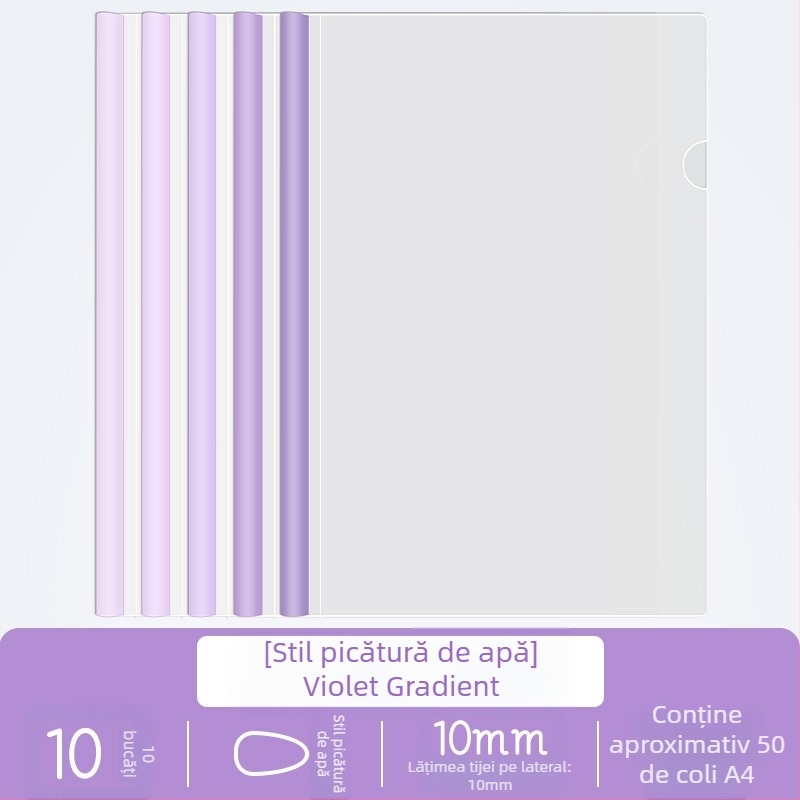 Dosar A4 cu clemă cu levier, transparent, întărit, în nuanțe Morandi, pentru elevi