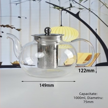 Ceainic din sticlă borosilikat de înaltă rezistență, cu filtru din oțel inox, capacitate mare, pentru uz casnic – set de ceai în stil chinezesc