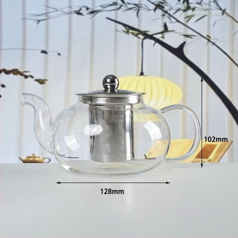 Ceainic din sticlă borosilikat de înaltă rezistență, cu filtru din oțel inox, capacitate mare, pentru uz casnic – set de ceai în stil chinezesc