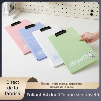 Organizator A4 de documente cu clemă pentru fișe, documente și chitanțe; utilizare dublă pentru birou și studiu; PP polipropilenă