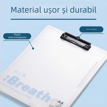 Organizator A4 de documente cu clemă pentru fișe, documente și chitanțe; utilizare dublă pentru birou și studiu; PP polipropilenă