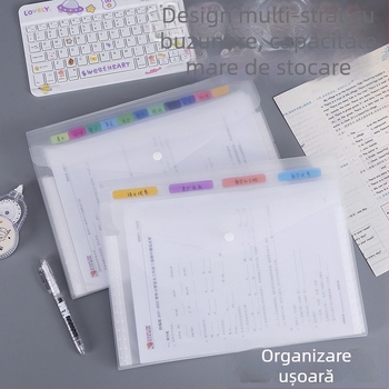 Mapă A4 cu acordeon cu mai multe compartimente, inserții transparente pentru documente, pentru școală și birou