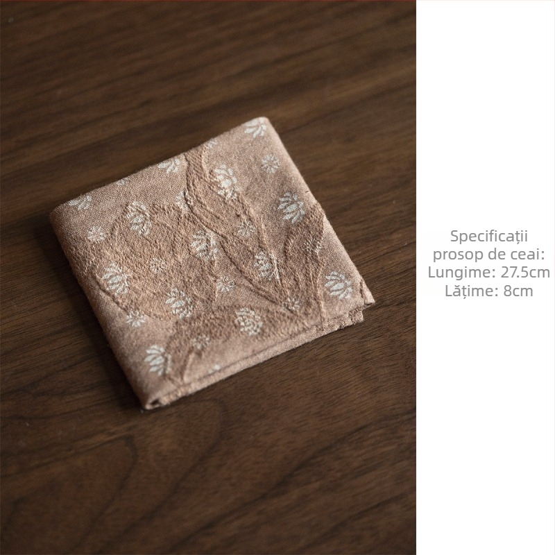 Prosop de masă pentru ceai din bumbac–lână, jacquard vintage cu model floral ars, absorbant, cu două fețe; cârpă de curățare, prosop pentru ceai și accesorii pentru setul de ceai
